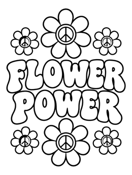 Free printable Retro Flower Power Daisy Design coloring page