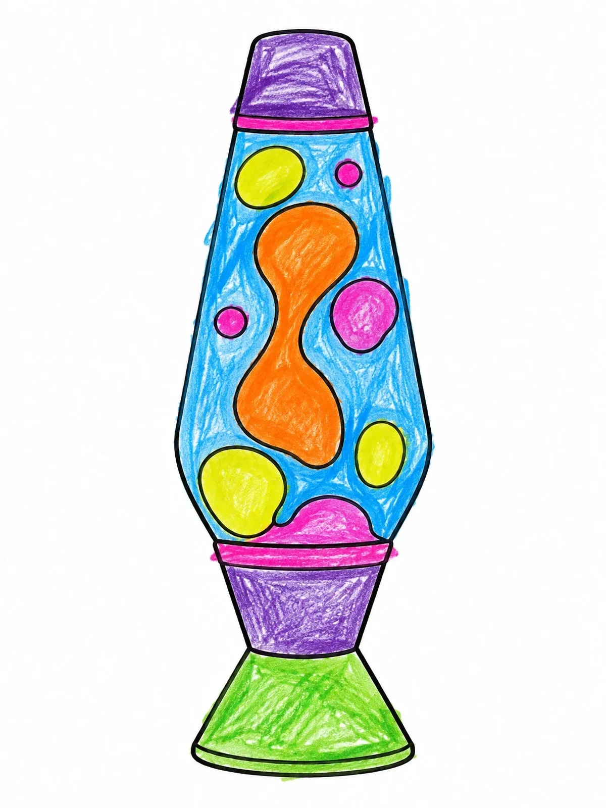 Colored example of the Retro Groovy Lava Lamp coloring page