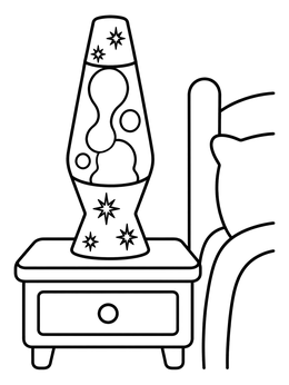 Free printable Retro Lava Lamp By The Bed coloring page