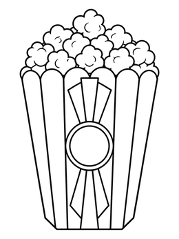 Free printable Retro Popcorn Bucket With Fluffy Kernels coloring page