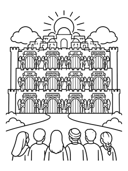 Free printable Twelve Gates Of New Jerusalem coloring page
