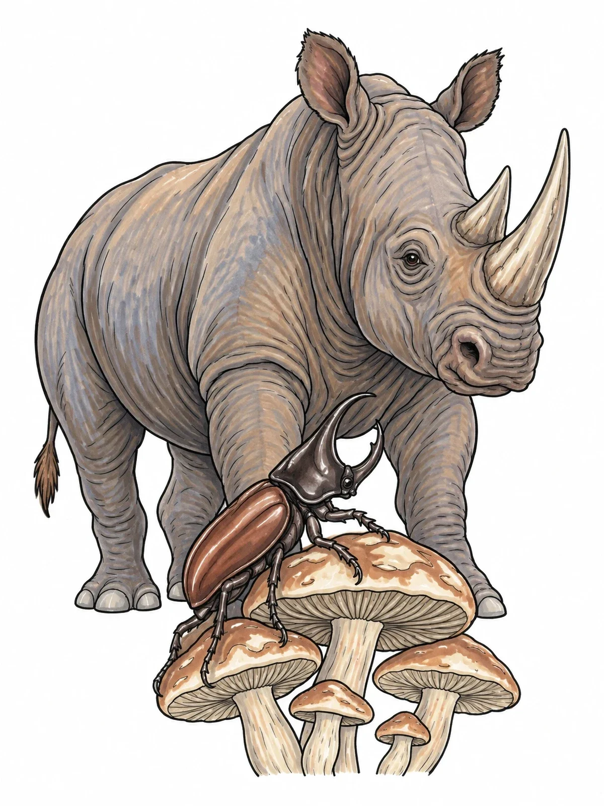 Colored example of the Rhinoceros Beetle And Giant Rhino coloring page