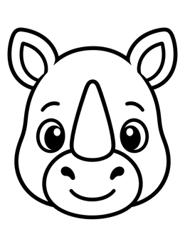 Free printable Cute Baby Rhino Face coloring page