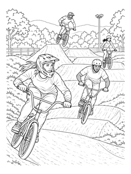 Free printable Riders On A Dirt Bmx Track coloring page