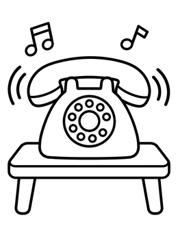 Free printable Ringing Rotary Phone On Table coloring page