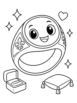 Free printable Cute Smiling Signet Ring coloring page