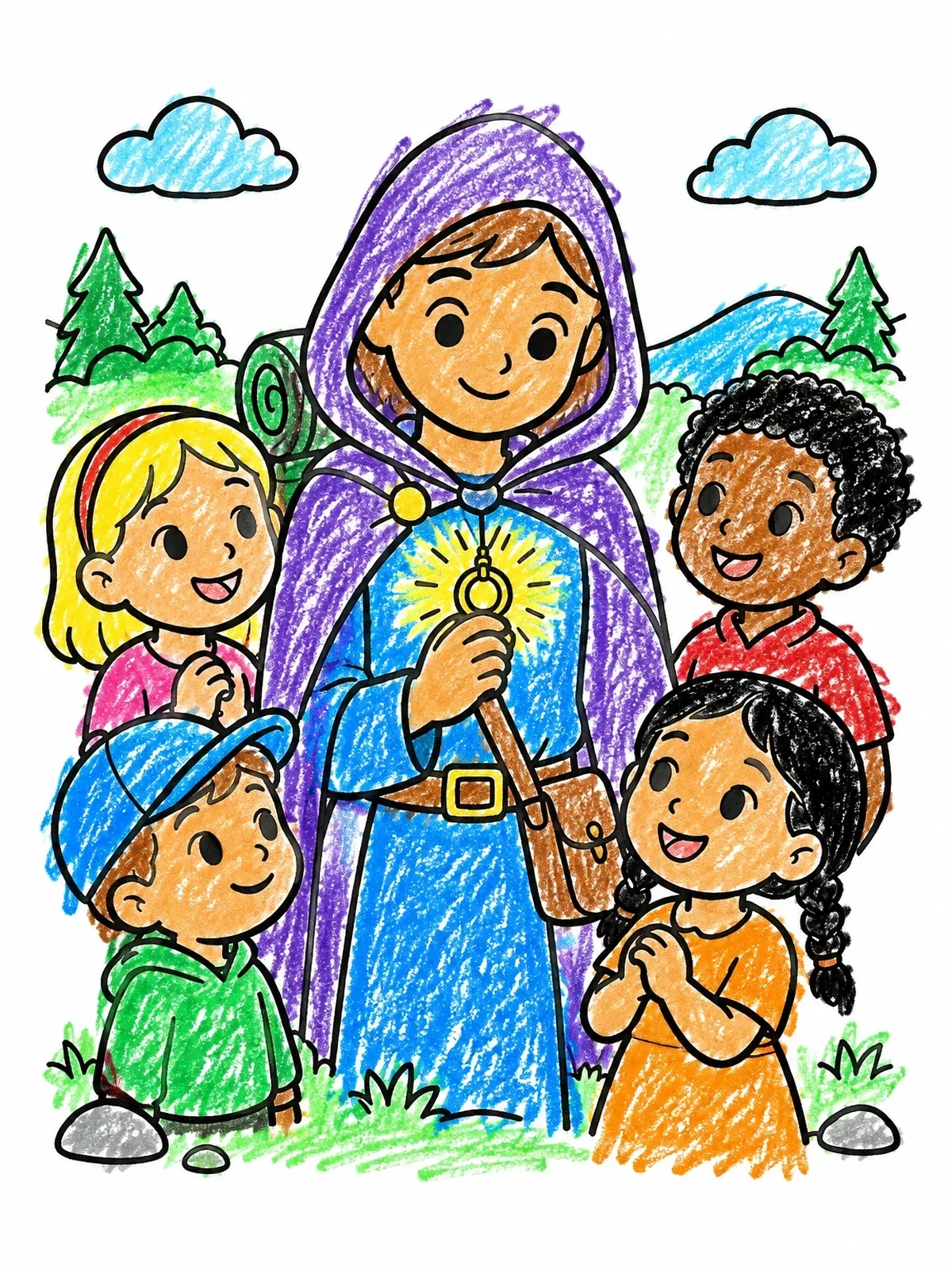 Colored example of the Fantasy Traveler Showing Magic Ring coloring page