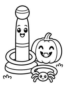 Free printable Halloween Spider Ring Toss Game coloring page
