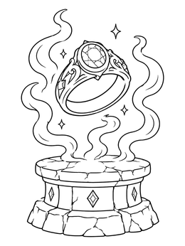 Free printable Magic Ring Floating Above Pedestal coloring page