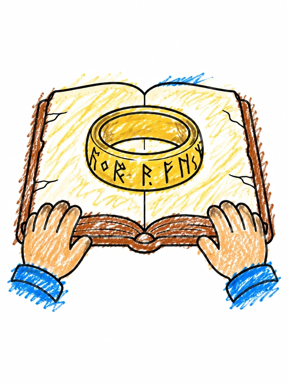 Colored example of the Runed Band On An Open Book coloring page