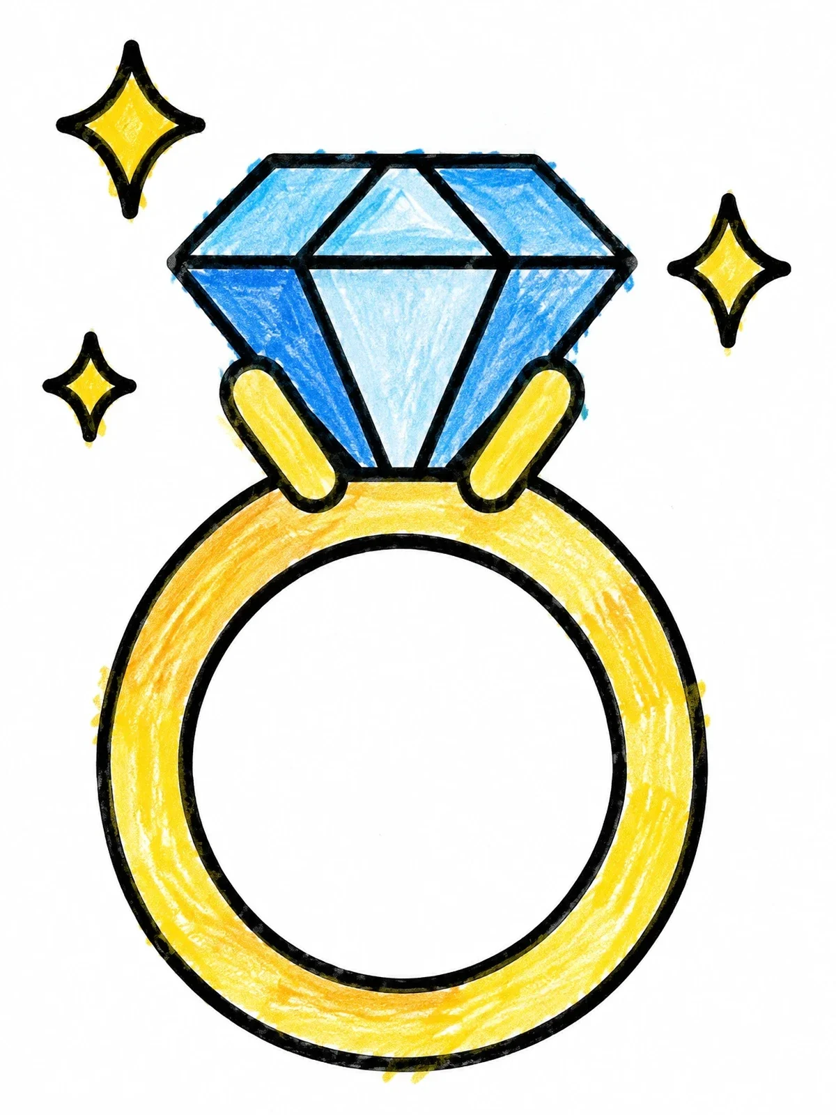 Colored example of the Sparkling Diamond Ring coloring page