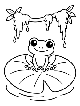 Free printable Cute Tree Frog On Lily Pad coloring page