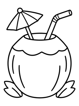Free printable Fresh Coconut Beach Drink coloring page