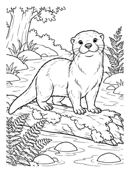 Free printable River Otter On A Fallen Log coloring page