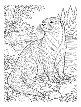Free printable River Otter On Rocky Shore coloring page