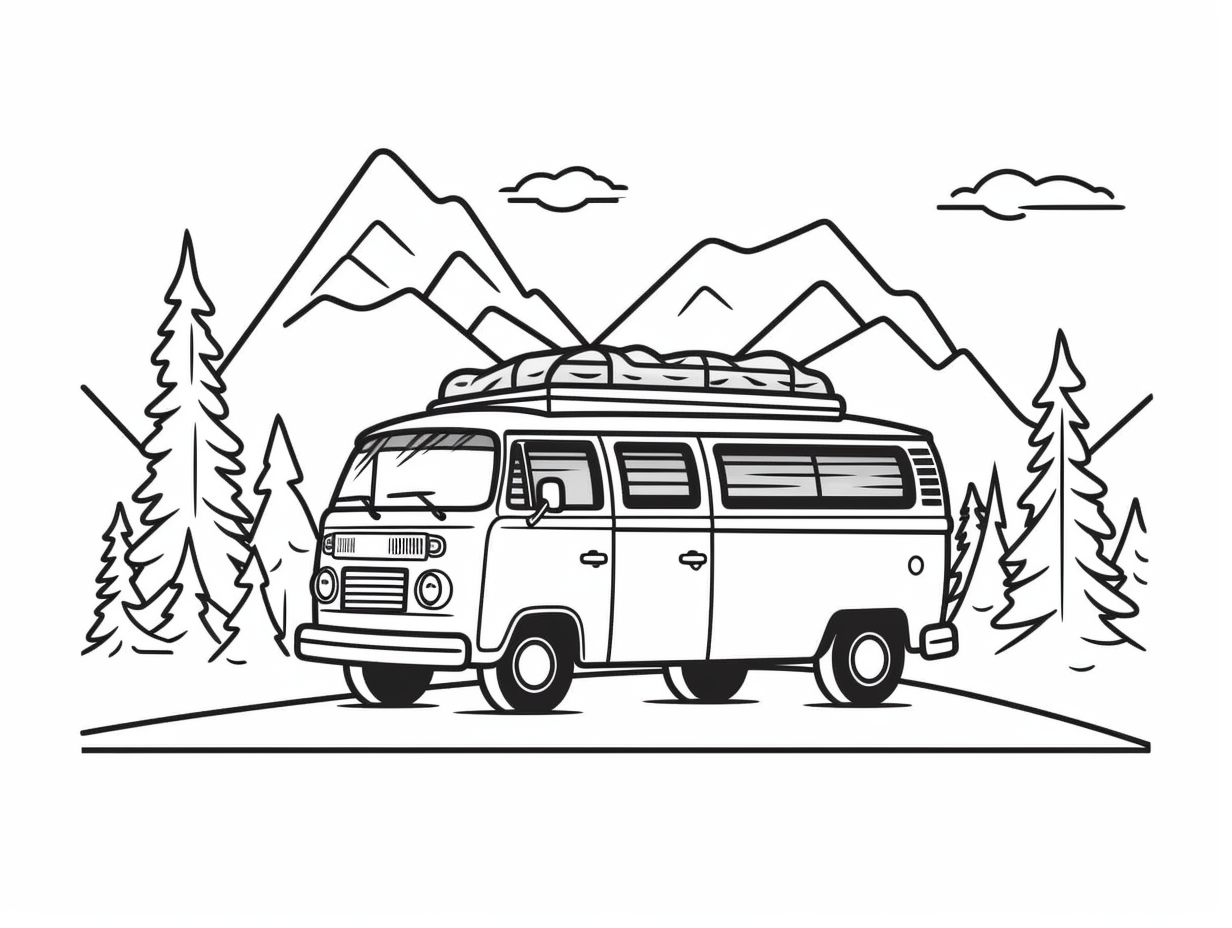 Road Trip Journey Coloring Page - Coloring Page