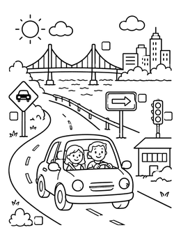 Free printable Road Trip Scavenger Hunt coloring page