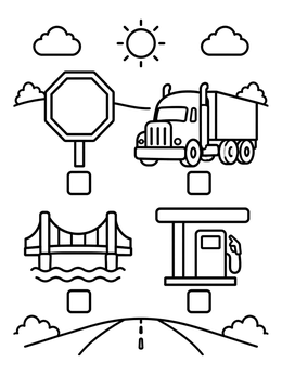 Free printable Road Trip Scavenger Hunt coloring page