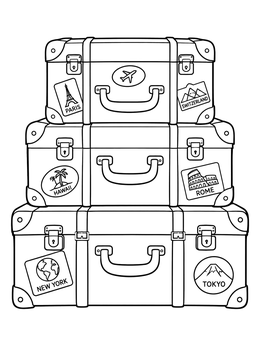 Free printable Stack Of Vintage Travel Suitcases coloring page