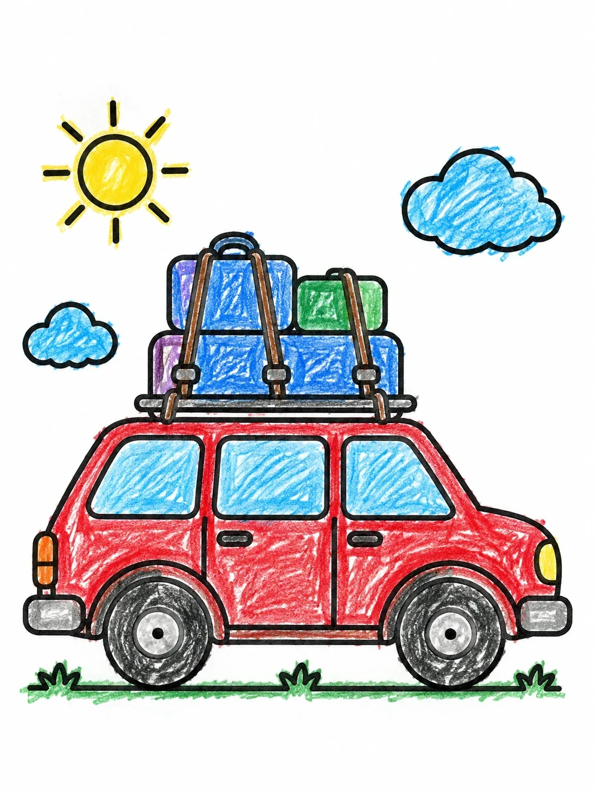 Colored example of the Station Wagon With Roof Luggage coloring page