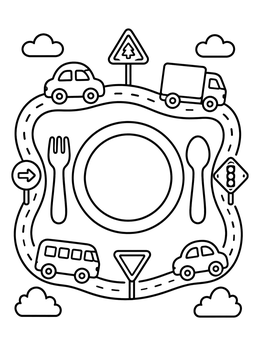 Free printable Road Trip Table Placemat coloring page