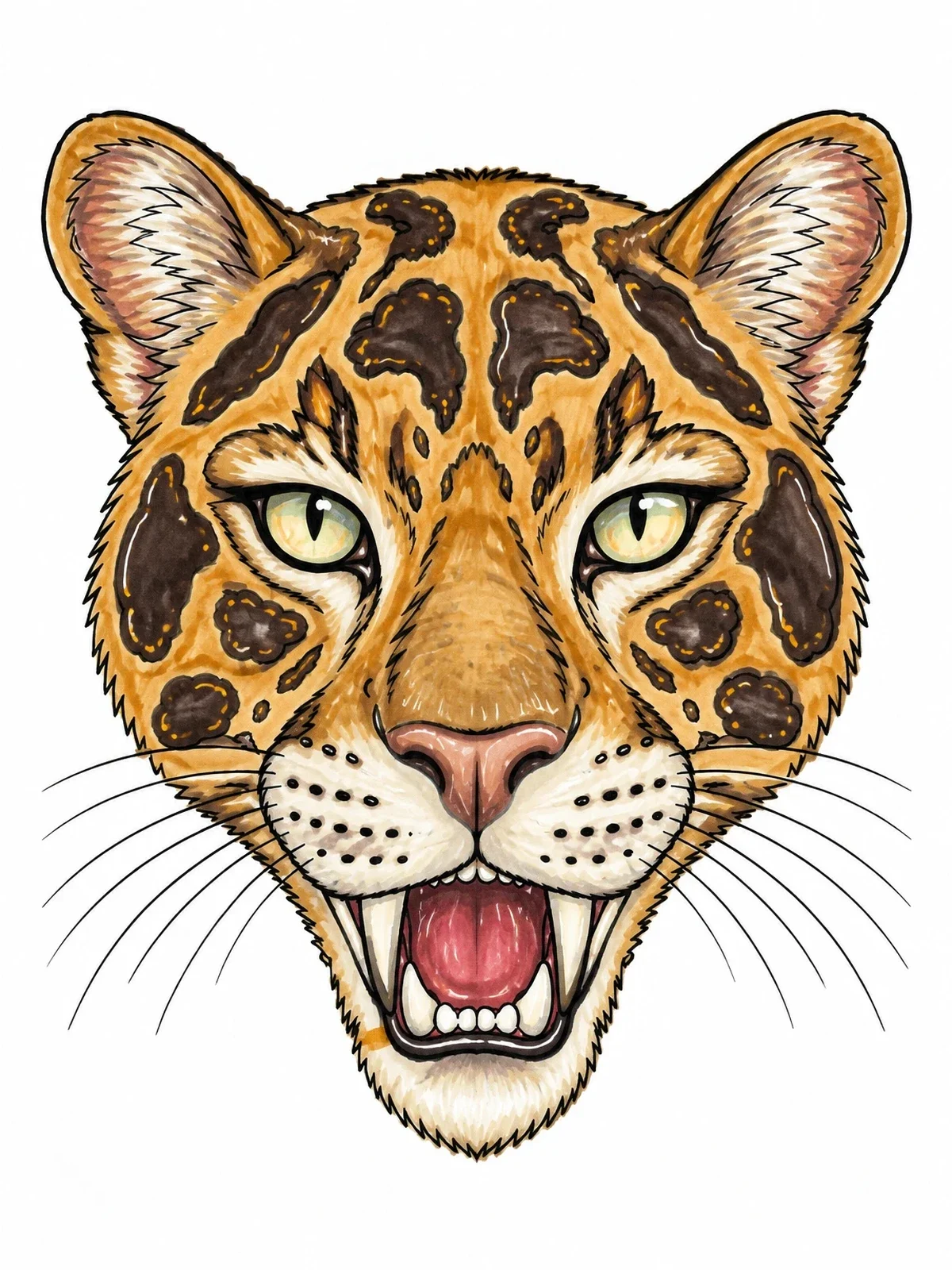 Colored example of the Roaring Clouded Leopard Portrait coloring page