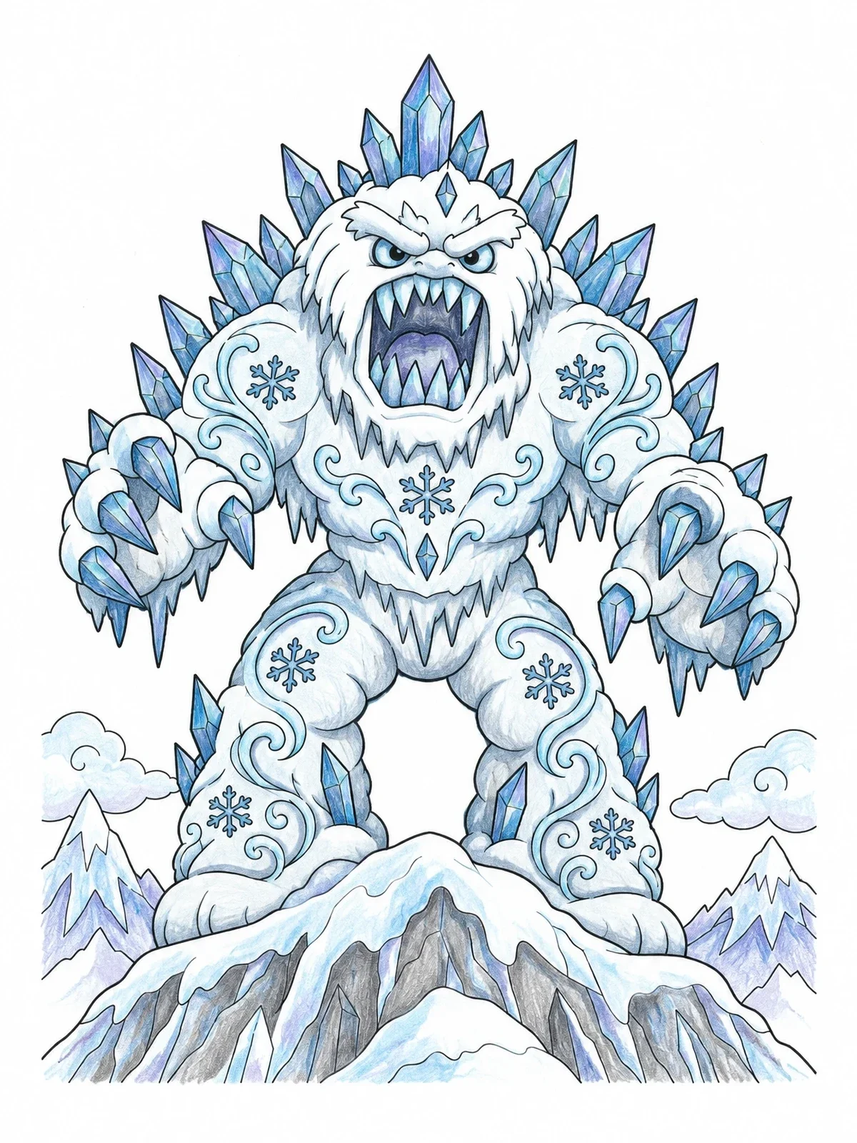Colored example of the Roaring Snow And Ice Monster coloring page