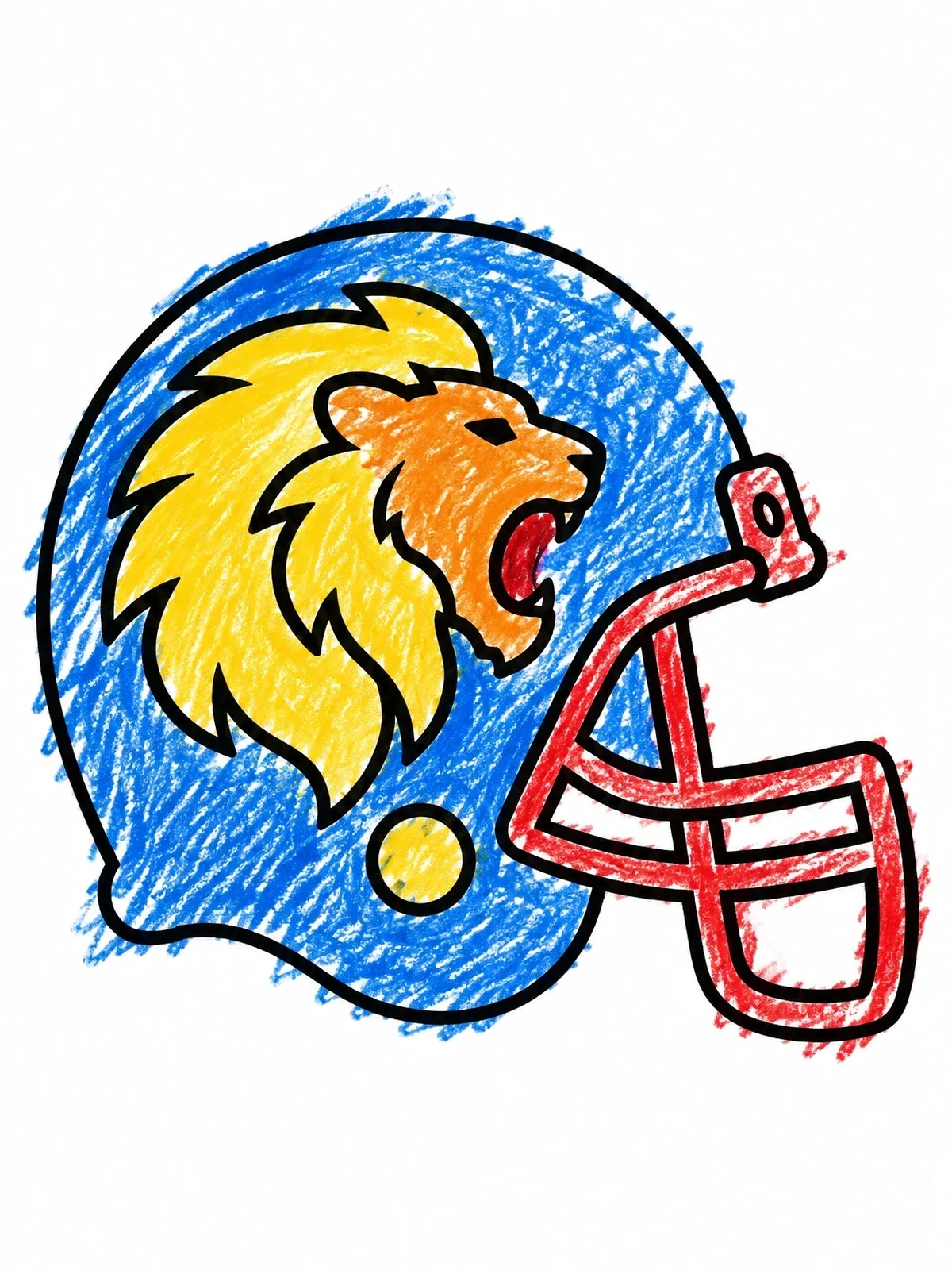 Colored example of the Roaring Lion Football Helmet coloring page