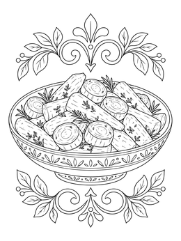 Free printable Roasted Root Vegetables Dish coloring page