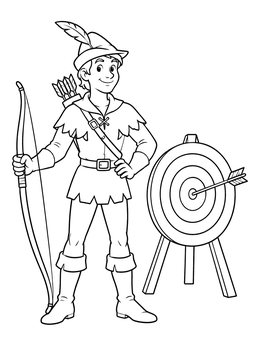 Free printable Robin Hood With Archery Target coloring page