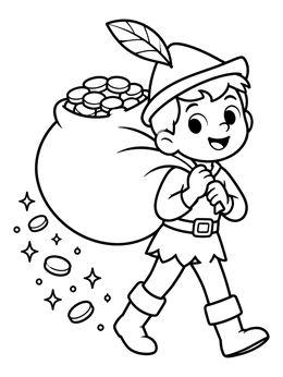 Free printable Robin Hood Carrying A Sack Of Gold coloring page