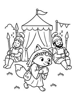 Free printable Clever Fox Disguised As Fortune Teller coloring page