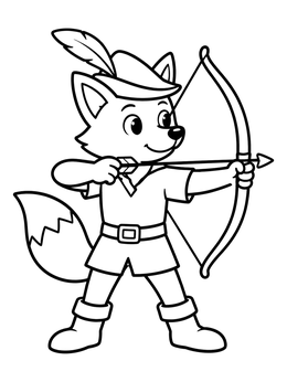 Free printable Robin Hood Fox With Bow coloring page