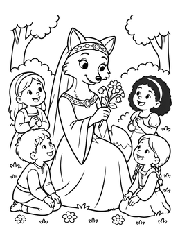 Free printable Maid Marian With Forest Children coloring page