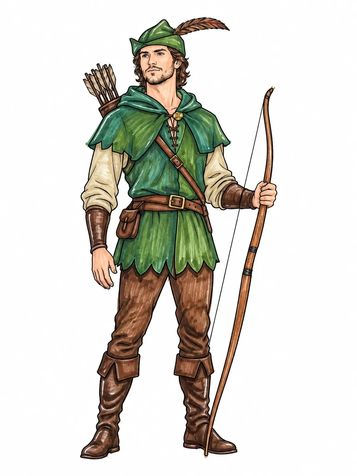 Colored example of the Robin Hood With Longbow coloring page