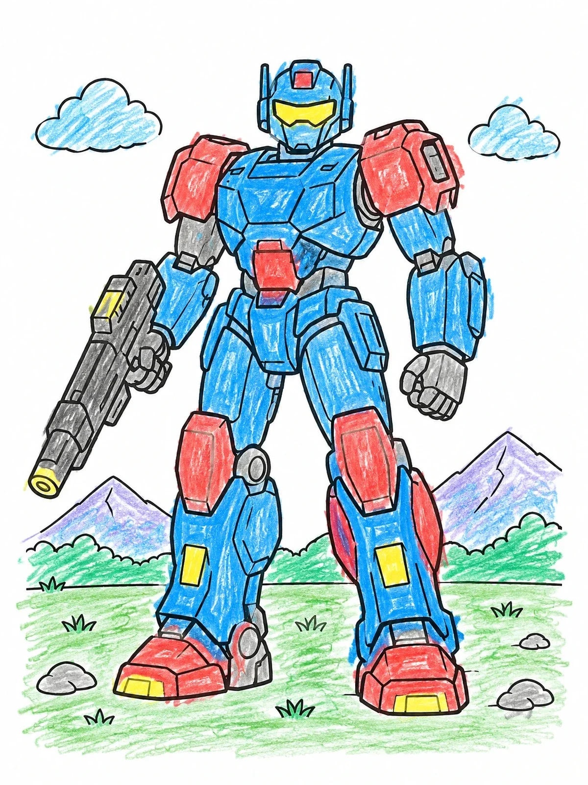Colored example of the Armored Battle Mech In Field coloring page