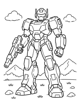 Free printable Armored Battle Mech In Field coloring page