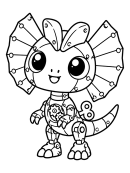 Free printable Cute Mechanical Dilophosaurus Toy coloring page