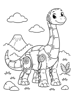 Free printable Cute Steampunk Baby Brontosaurus coloring page