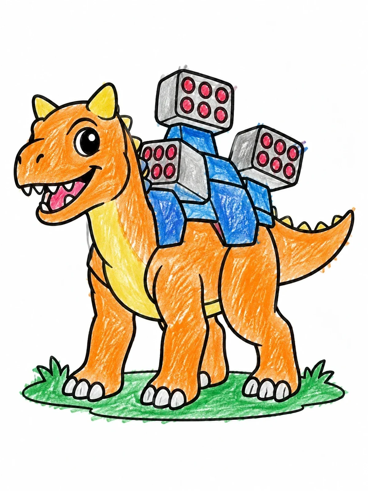Colored example of the Cybernetic Carnotaurus With Rocket Pods coloring page