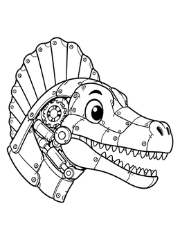 Free printable Mechanical Spinosaurus Head With Gears coloring page