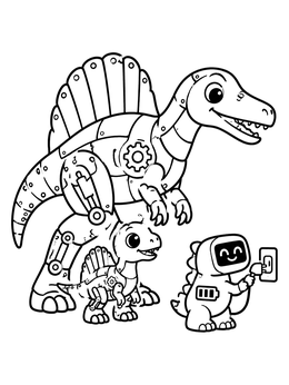 Free printable Robot Spinosaurus Family Charging Up coloring page