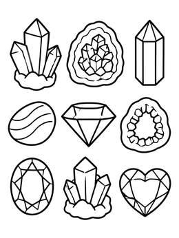 Free printable Crystals, Geodes, And Cut Gemstones coloring page