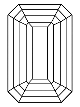 Free printable Emerald Cut Rectangular Gemstone coloring page