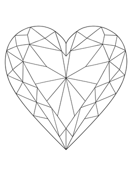 Free printable Faceted Heart Shaped Gemstone coloring page