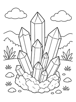 Free printable Quartz Crystal Cluster In Nature coloring page