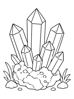 Free printable Shining Quartz Crystal Cluster coloring page