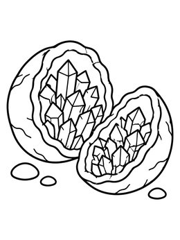 Free printable Open Geode With Pointed Crystals coloring page