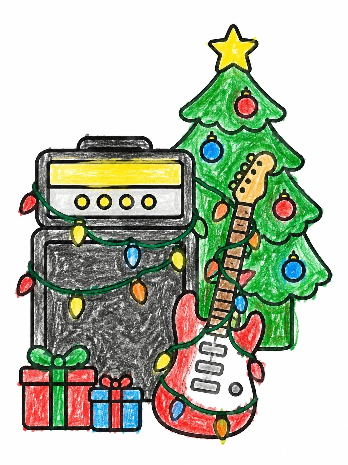 Colored example of the Rock And Roll Christmas Celebration coloring page