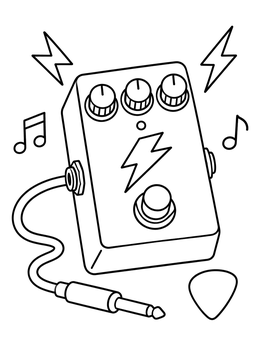 Free printable Guitar Distortion Pedal And Cable coloring page